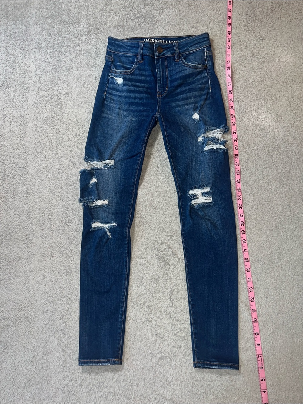 American Eagle Outfitters Navy Blue Distressed Jeggings
